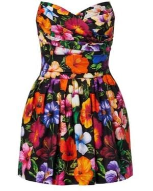 Dolce & Gabbana Floral Cotton Minidress - Red