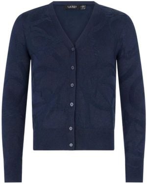 Ralph Lauren Lauren Jacquard V-Neck Knitted Cardigan - Blue