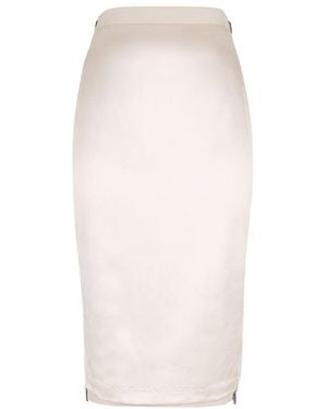 Fendi Logo Patch Midi Pencil Skirt - White