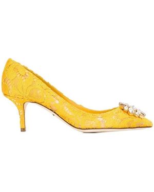 Dolce & Gabbana Taormina Lace Embellished Court Shoes - Yellow