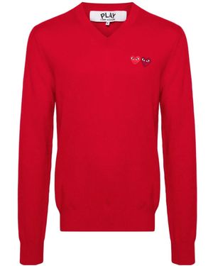 COMME DES GARÇONS PLAY Heart-Patch Wool Jumper - Red