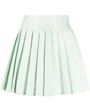 Self-Portrait High Waist Pleated Mini Skirt - Green
