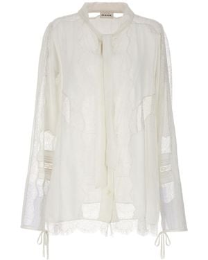 P.A.R.O.S.H. Long-Sleeved Transparent Detail Blouse - White