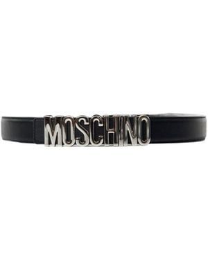 Moschino Logo Lettering Belt - White