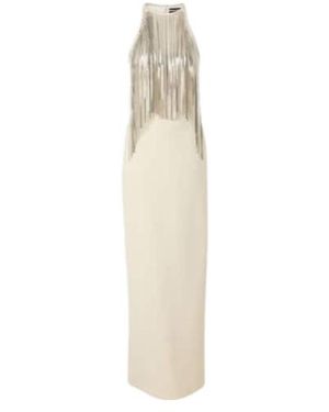 David Koma Chain-Trimmed Crepe Gown - White