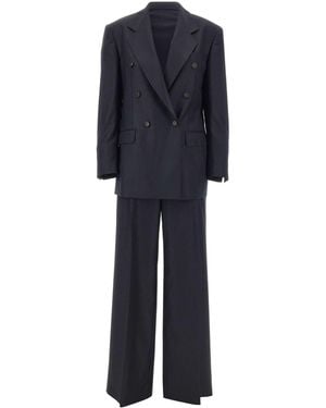 Tagliatore Loreley Pinstripe Double-Breasted Suit - Blue
