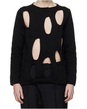Comme des Garçons Cutout Crew-Neck Knitwear - Black