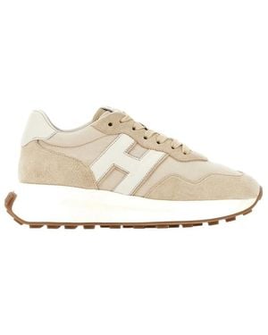 Hogan Logo Patch Lace-Up Trainers - White
