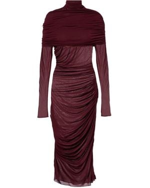 Mugler Perspective Pleated Dress - Red