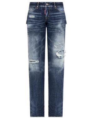 DSquared² Distressed Straight-Leg Jeans - Blue