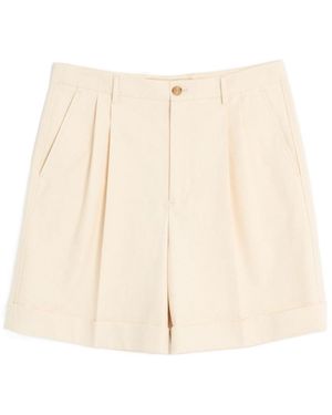 Valentino Cotton Canvas Cuffed Bermuda Shorts - Natural