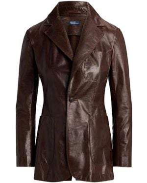 Polo Ralph Lauren Paper Leather Blazer - Brown