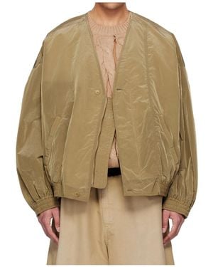 Hed Mayner Crinkled Taffeta Bomber Jacket - Natural