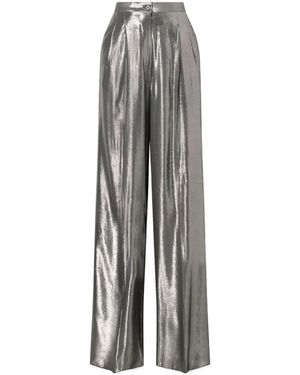Giuliva Heritage Pleated Lamé Wide-Leg Trousers - Grey