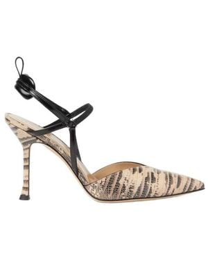 Fendi Very Colibri High-Heeled And Leather Slingbacks - Metallic