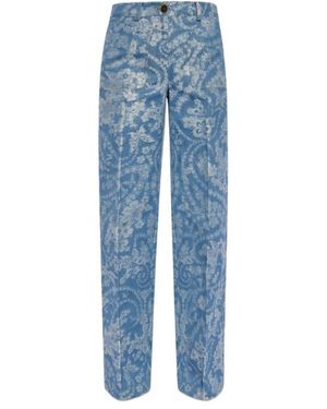 Etro Floral Printed Trousers - Blue