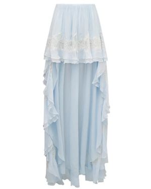 LoveShackFancy Jolina Ruffled High-Low Skirt - Blue