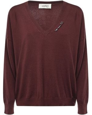 Ottod'Ame V-Neck Long-Sleeved Sweater - Purple