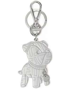 Fendi Ito Dog Motif Pendant Key Ring - White