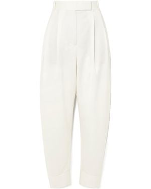 Rohe Wool Blend Wide-Leg Casual Trousers - White