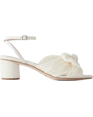 Loeffler Randall Bow-Embellished Plissé-Organza Sandals - White