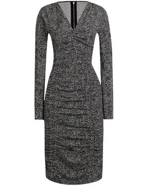 Dolce & Gabbana Chevron Printed Cady Midi Dress - Black