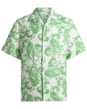 Etro Linen Bowling Shirt With Paisley Motif - Green