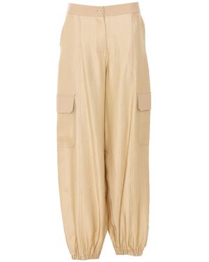 Twinset Cargo Cuffed Pants - Natural