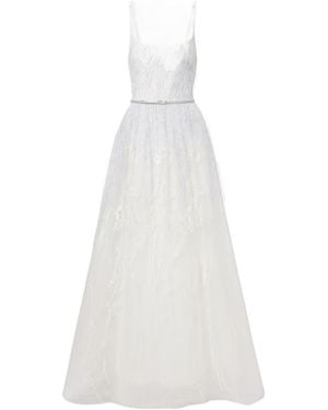 Elie Saab Embroidered Tulle Gown - White