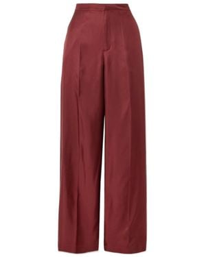 Loulou de Saison Fafila Silk-Twill Wide-Leg Trousers - Red