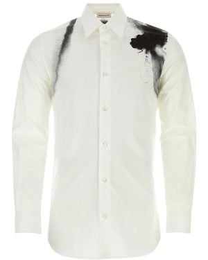 McQueen Graphic Printed Buttoned Shirt - White