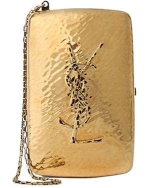Saint Laurent Logo Clutch - Natural