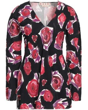 Marni V-Neck Floral Top - Red