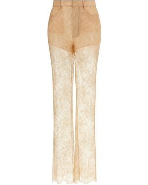 GIUSEPPE DI MORABITO Lace-Detailed Flared Trousers - Natural