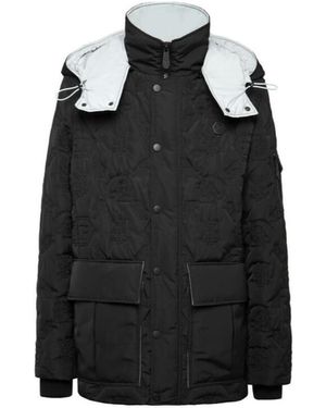 Philipp Plein Hooded Logo Embroidered Cotton Suit - Black