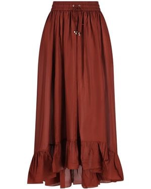 Zimmermann Ruffled Maxi Skirt - Red