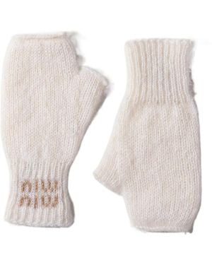 Miu Miu Wool And Mohair Gloves - White