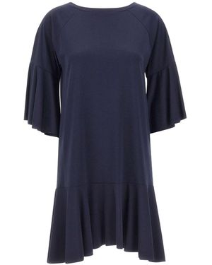 Kaos Ruffled Raglan Sleeve Dress - Blue