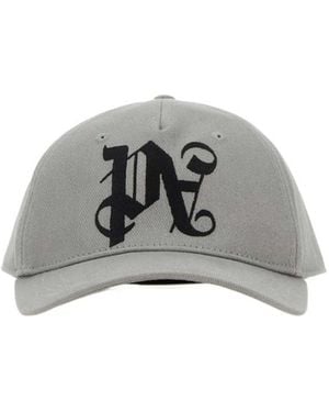 Palm Angels Embroidered-Monogram Baseball Cap - Grey