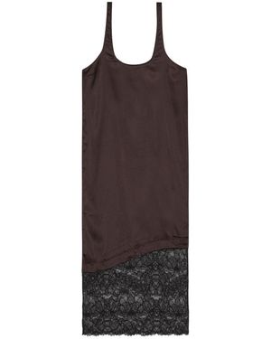 Ganni Lace Midi Dress - Brown