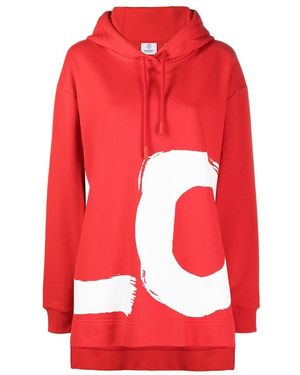 Burberry Love-Print Oversized Cotton Hoodie - Red