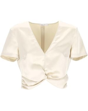Patrizia Pepe V-Neck Twist Top - Natural
