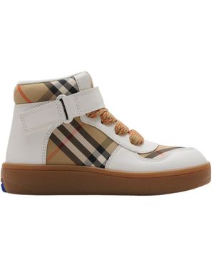 Burberry Checkered High-Top Sneakers - Brown