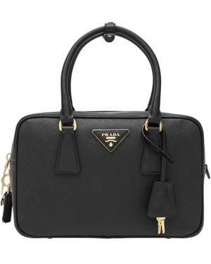 Prada Saffiano Leather Top-Handle Bag - Black