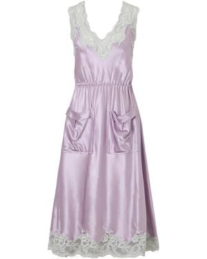 Rabanne Lace-Trimmed Satin Midi Dress - Purple