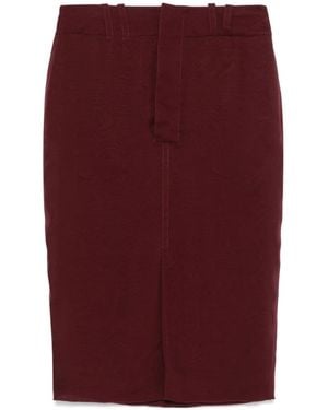 Saint Laurent Front Slit Pencil Skirt - Purple