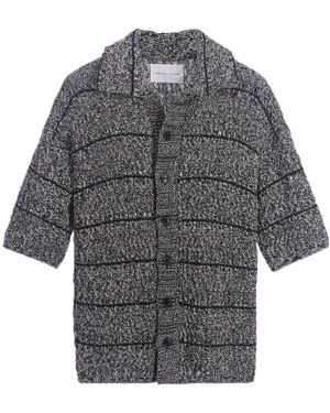 Roberto Collina Mouline Short-Sleeve Cardigan - Grey