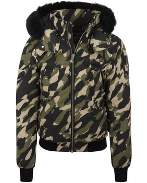 Moose Knuckles Camouflage Printed Hooded Jacket - Black
