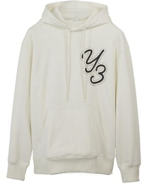Y-3 Logo Patch Drawstring Hoodie - White