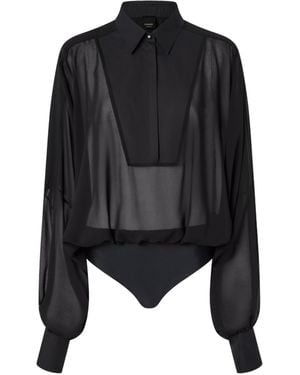 Pinko Button-Down Long-Sleeve Bodysuit - Black